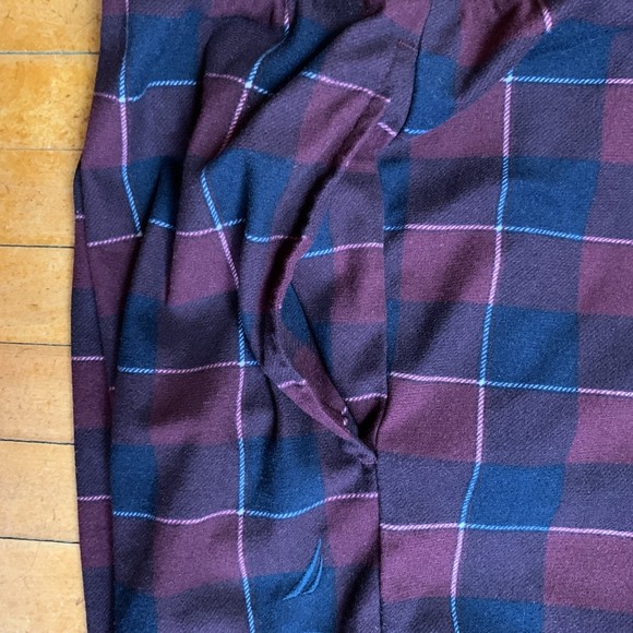 NAUTICA Men's Navy/Maroon XL Plaid Pajama Lounge Pants Soft Brushed Polyester - Picture 2 of 7